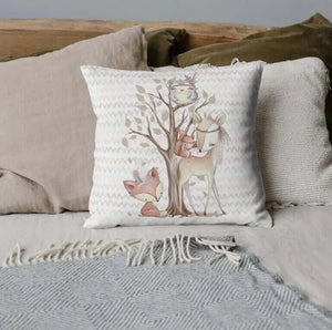Buntes Boho-Waldtiere Bettwäsche-Set in verschiedenen Größen, mit Waldtier-Motiven und Wunschfarben, gefertigt nach Kundenwunsch.
