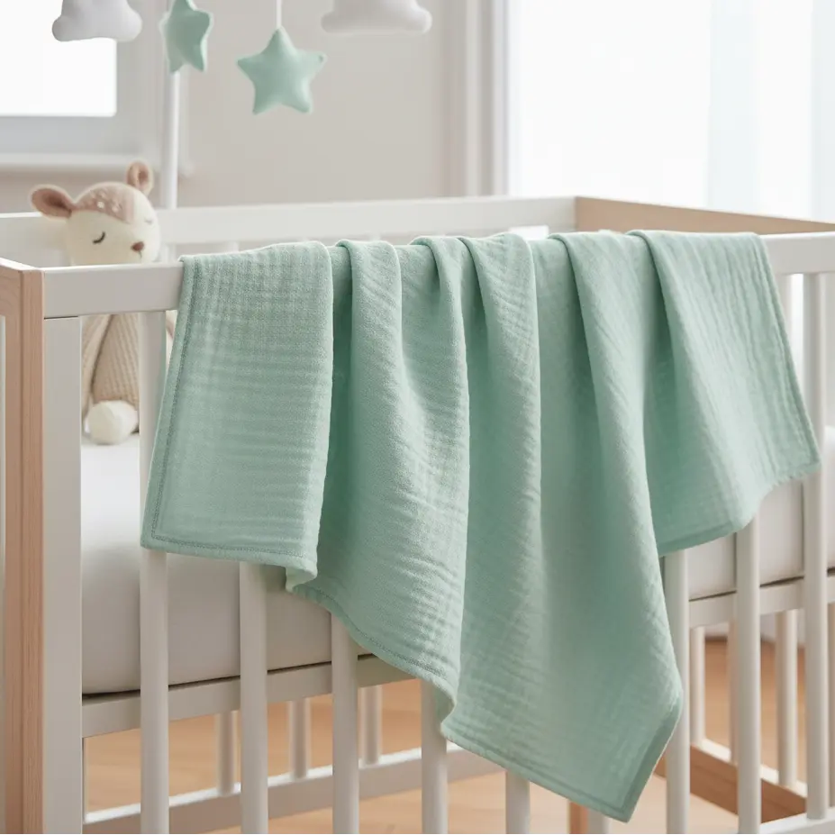 Weiche Babydecke aus Musselin in Altmint-Farbe, perfekt für Neugeborene und Babys, von Mein Shop.
