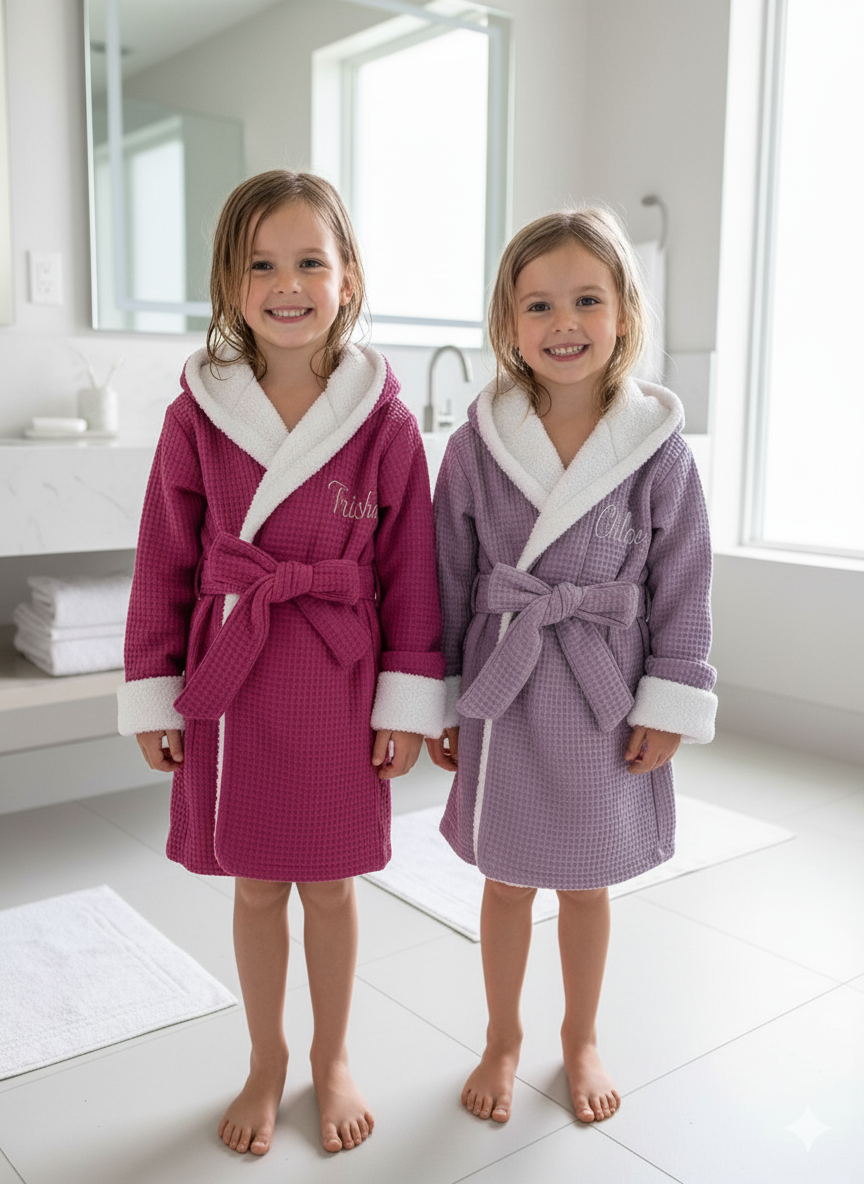 Bademantel für Kinder - Waffelstoff und Frottee Mein Shop