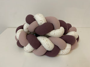 Bettschlange Altrosa, Aubergine, dezente Blumen