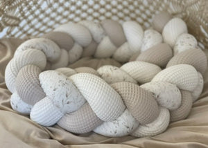 Bettschlange Weiß, Naturweiß, dezente Blumen