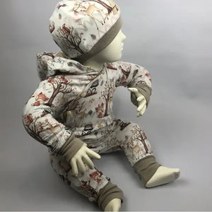 Kinder-Overall im Jersey-Stil mit Waldtier-Motiv für Größe 86/92, von Mein Shop, detailreiches Tierdesign auf weichem Stoff