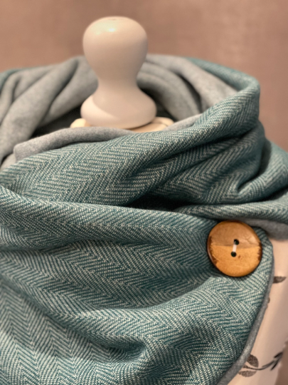 Wickelschal, Dreieckstuch Fischgrät Grün