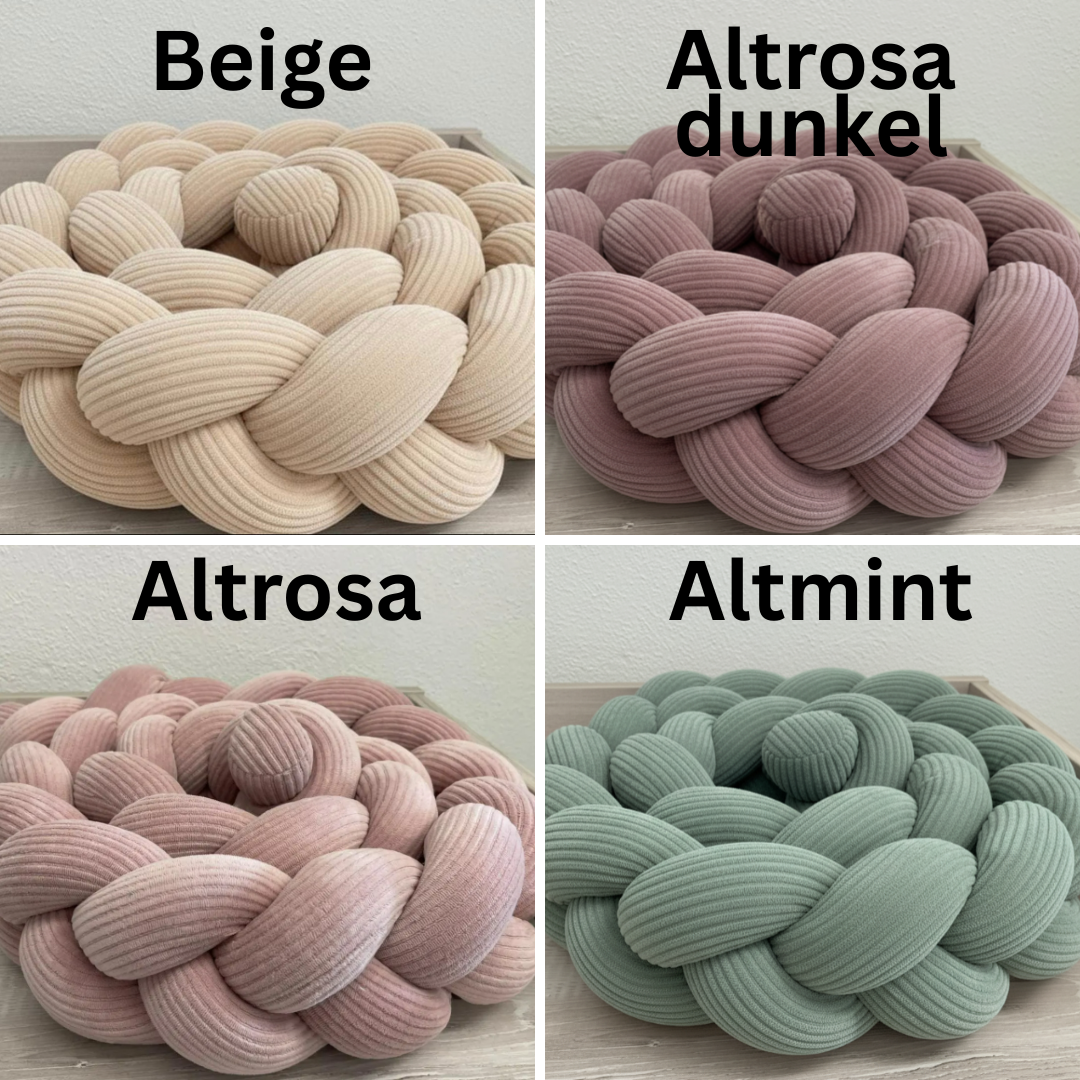 Kuschelig weiche Fleececord Knotenschlangen – Geflochtene Bettschlangen Konfigurator – nach Wunsch - Janines Fadenzauber