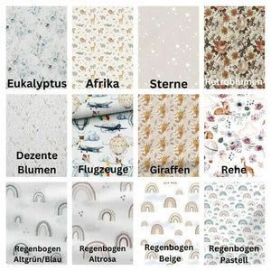 Weiche Babydecke mit personalisiertem Namen, aus bunten Motivstoffen, ideal für Neugeborene und als Geschenk.