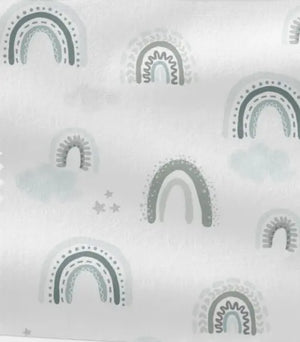 Regenbogen-blau Schutzrolle für Wickeltischumrandung, variable Länge, aus weichem Material, von Mein Shop für sicheren Windelwechsel