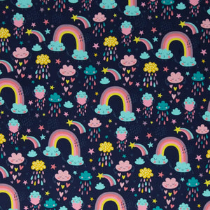 Bunter Waschlappen aus Frottee mit Regenbogenmuster auf dunkelblauem Hintergrund, Teil eines Waschlappen Sets von Mein Shop