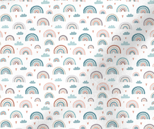 Weiche Krabbeldecke in Pastellregenbogenfarben von Mein Shop, individuell bestickt mit Name möglich, ideal für Babys und Kleinkinder.