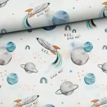 Krabbeldecke mit Weltraummotiv von Mein Shop, personalisiert mit Name bestickbar, weiche und bunte Babydecke für Kinder.