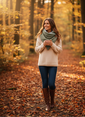 Wickelschal, Dreieckstuch Zopfstrick Altgrün meliert Mein Shop