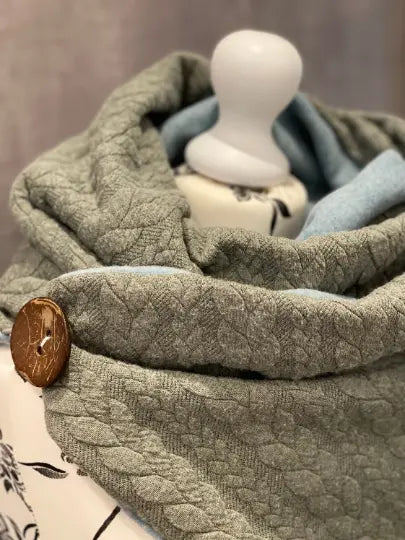 Wickelschal, Dreieckstuch Zopfstrick Altgrün meliert Mein Shop