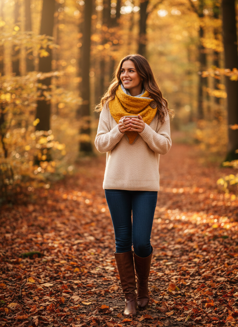 Wickelschal, Dreieckstuch Zopfstrick Senf / Ocker