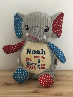 Bunter Elefant Harlequin, variabler Spielzeugfigur von Mein Shop, mit bunten Mustern und Details sichtbar.
