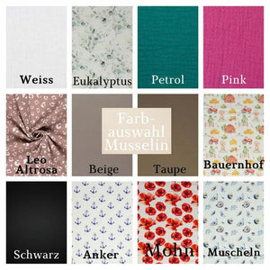 Rundes Utensilo-Set aus Musselin mit individuellem Muster, variabel in Farbe, ideal für Ordnung und Dekoration.