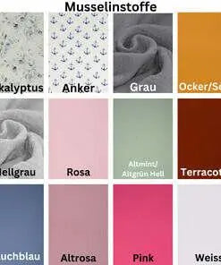 Hellblaue Musselin-Babydecke von Mein Shop, weiche und atmungsaktive Babydecke aus Musselin, flauschiges Stoffmuster sichtbar