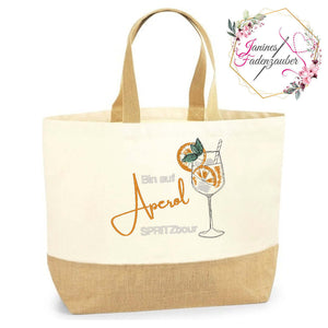Tasche / Strandtasche / Shoppingbag / Aperitivstickerei / Jute Shopper Mein Shop