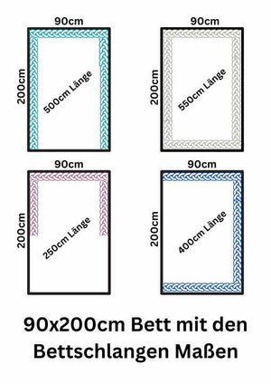 Handgefertigte 4fach-geflochtene Bettschlange - Knotenschlange - Geflochtene Bettschlangen Konfigurator - nach Wunsch Mein Shop