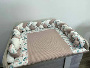 Konfigurator Wickelauflage mit geflochtener Umrandung, individuell anpassbar, in natürlichem Design, geeignet für Babysafe und Wickeltische