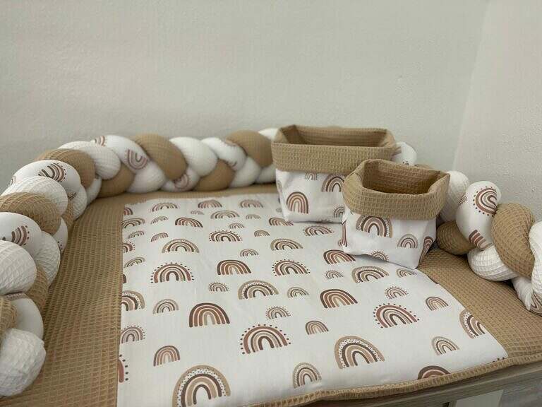 Wickelauflagen Set Konfigurator mit Regenbogenstoff Beige (Eigenproduktion)