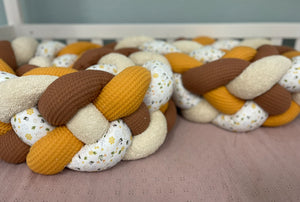 Bettschlange 4fach, Senf,Braun,Bienchen, Frottee Hellbeige