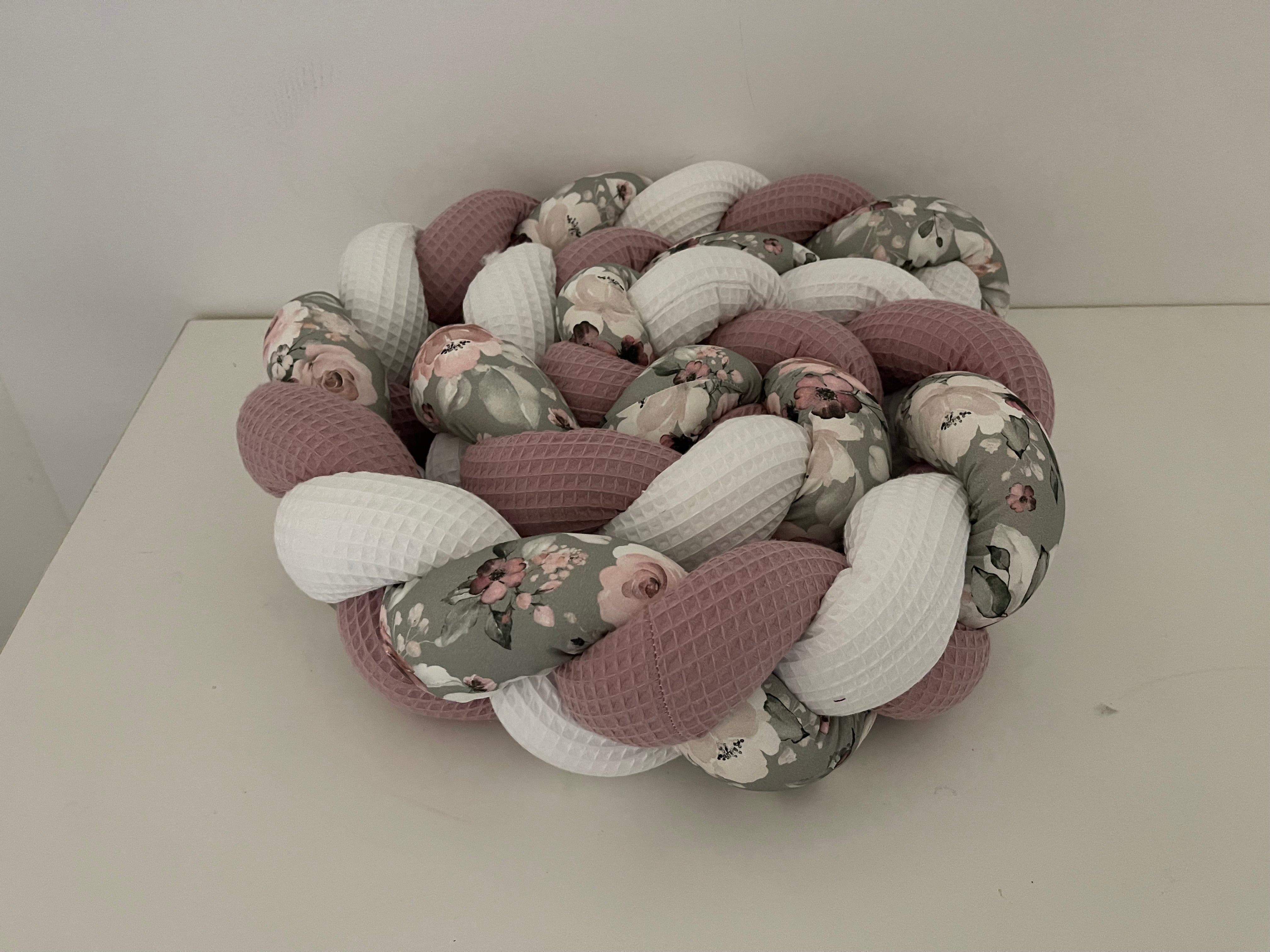 Bettschlange Rosen, Altrosa dunkel, Weiß