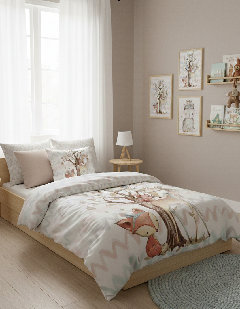 Boho-Waldtiere – Bettwäsche – Set – nach Wunsch gefertigt – Farben nach Wunsch – Waldtiere – verschiedene Größen