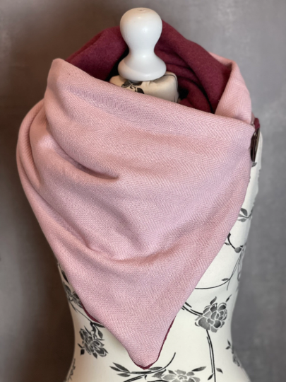 Wickelschal, Dreieckstuch Fischgrät rosa