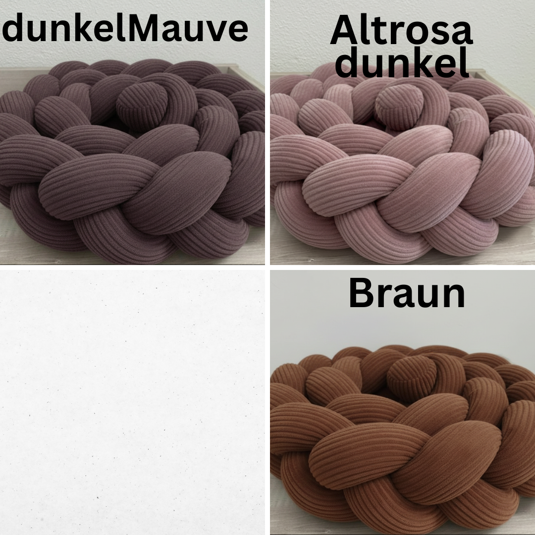 Kuschelig weiche Fleececord Knotenschlangen – Geflochtene Bettschlangen Konfigurator – nach Wunsch - Janines Fadenzauber 