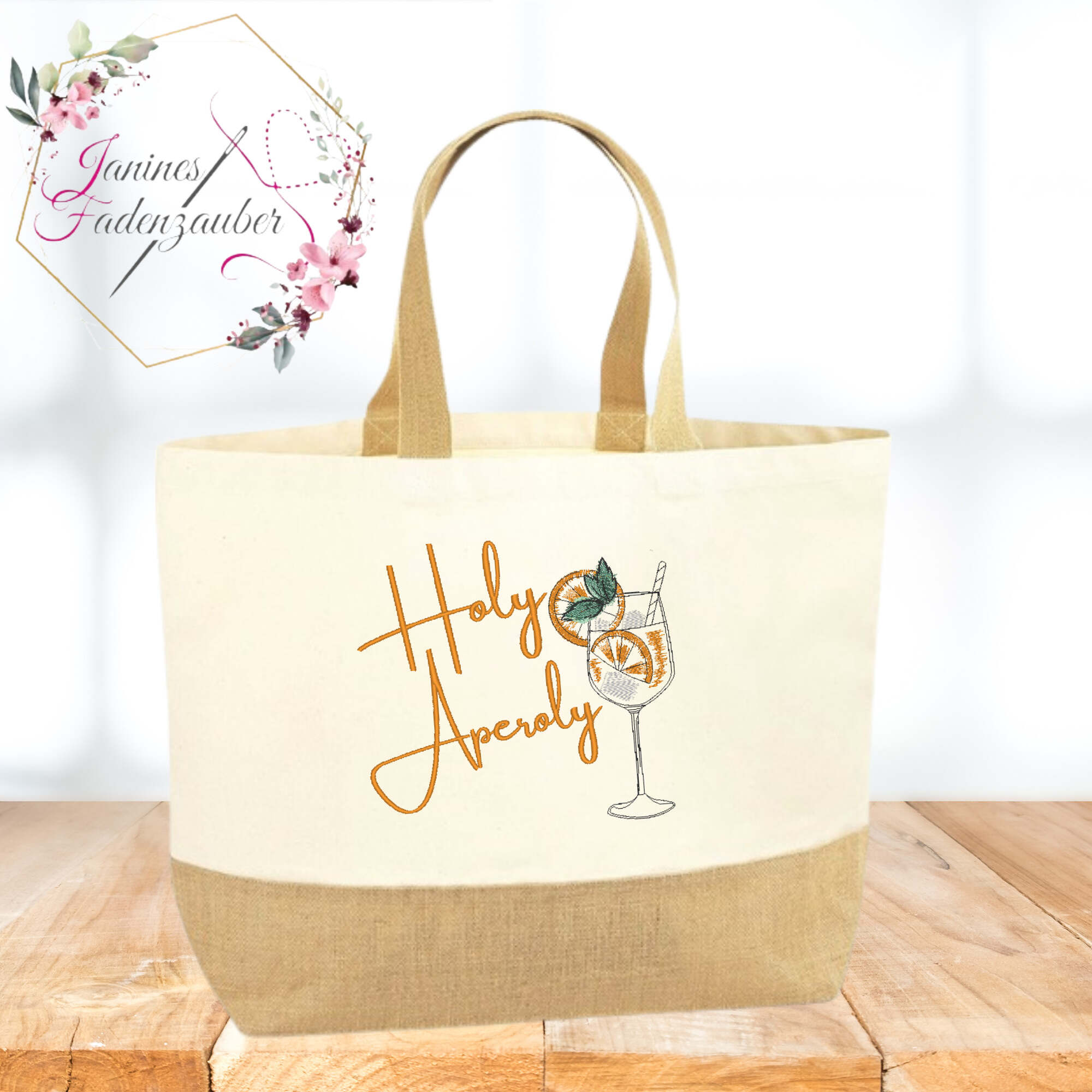 Tasche / Strandtasche / Shoppingbag / Aperitivstickerei / Jute Shopper