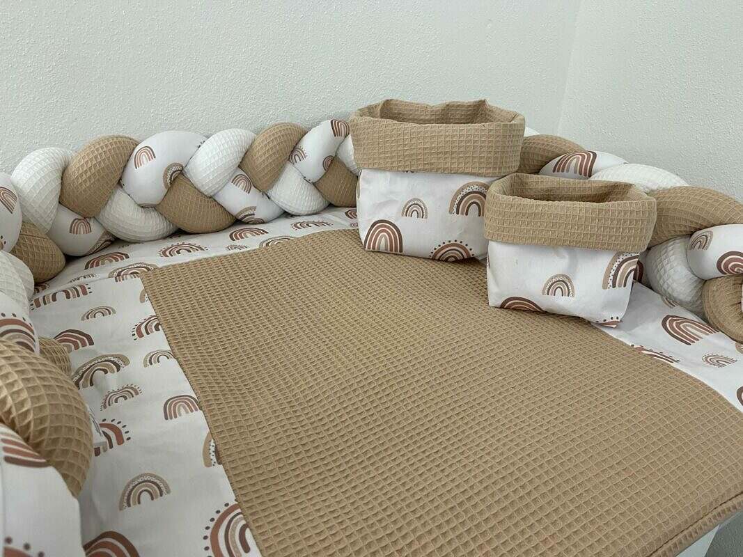 Wickelauflagen Set Konfigurator mit Regenbogenstoff Beige (Eigenproduktion)