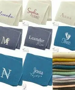 Strickdecke / Babydecke Personalisiert 100% Baumwolle 5