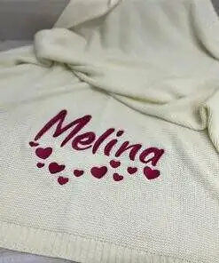 Strickdecke / Babydecke Personalisiert 100% Baumwolle 11
