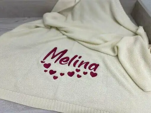 Strickdecke / Babydecke Personalisiert 100% Baumwolle - Image 12