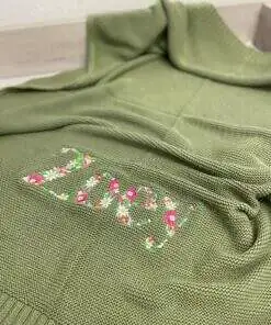 Strickdecke / Babydecke Personalisiert 100% Baumwolle 12