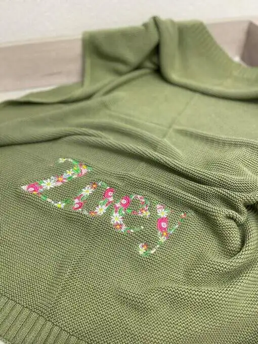 Strickdecke / Babydecke Personalisiert 100% Baumwolle - Image 13