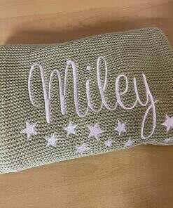 Strickdecke / Babydecke Personalisiert 100% Baumwolle 33