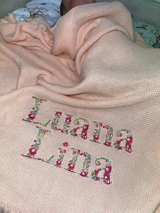Strickdecke / Babydecke Personalisiert 100% Baumwolle - Image 18
