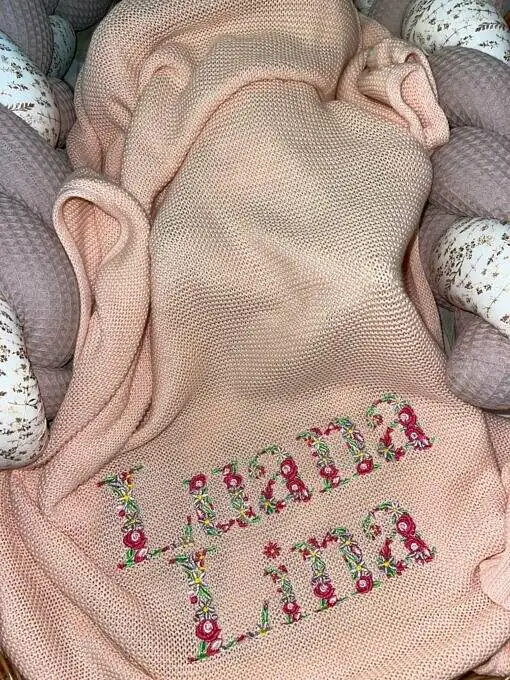 Strickdecke / Babydecke Personalisiert 100% Baumwolle - Image 19